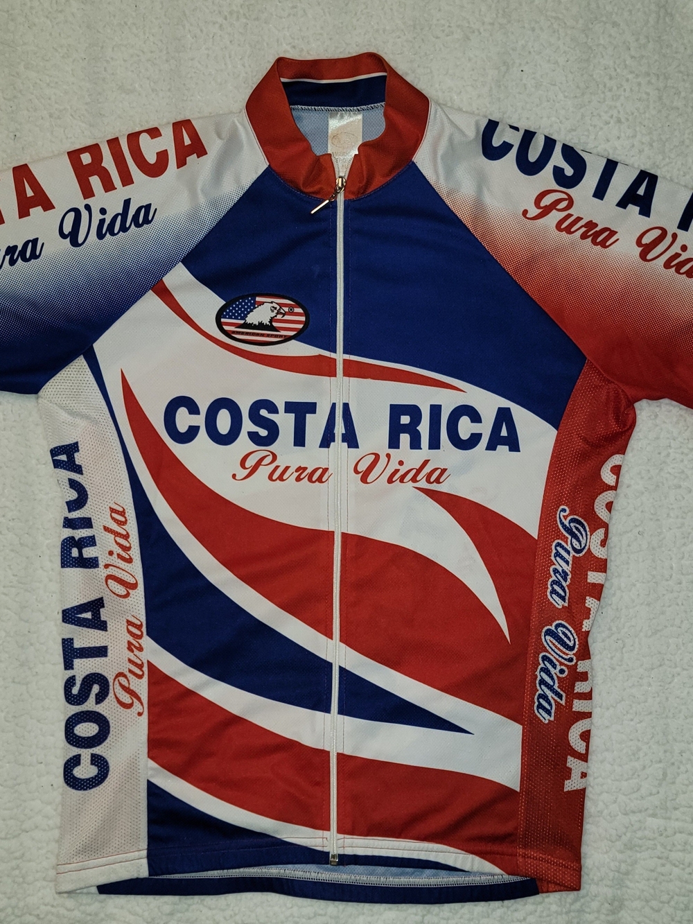 Costa Rica Pura Vida Men's Red, White & Blue Cycling Jacket